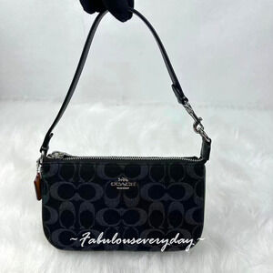Coach Nolita 19 In Signature Denim Wristlet Shoulder Bag Silver/Black CCZ48 NWT
